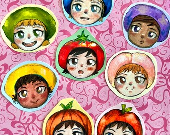 Fruit Stand Kids - Waterproof Stickers cute scrapbook stickers