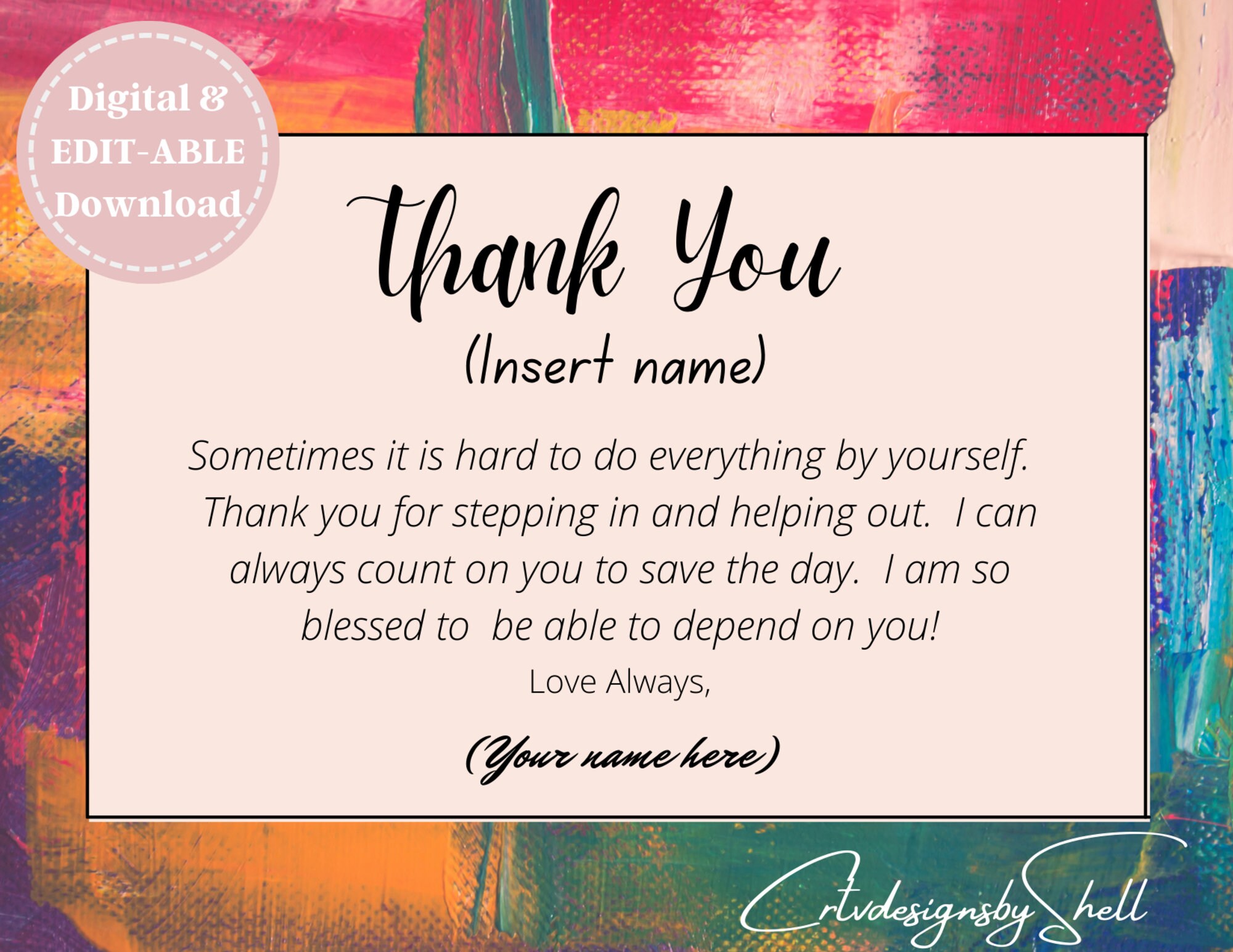 Thank You Postcard Template Postcard Template Customizable Etsy