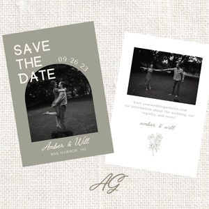 Vintage Modern Save The Date Digital Download | 5x7 Save The Date Invite | Save The Date Canva Template | Editable Save The Date Invitation