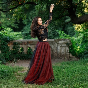 Long black tulle skirt for halloween sales