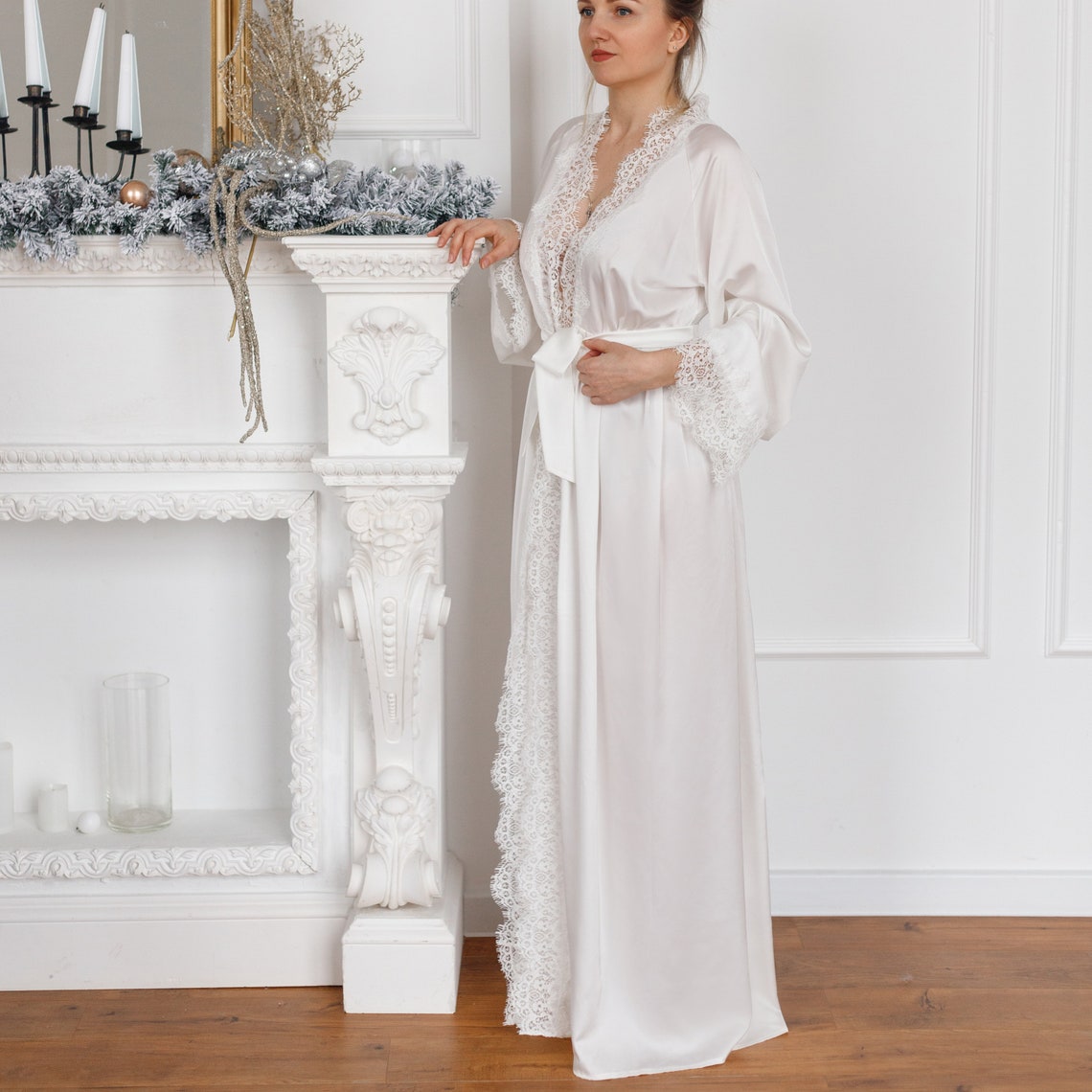 Long Bridal Robe Sheer Lingerie for Bride Bridal Lingerie | Etsy