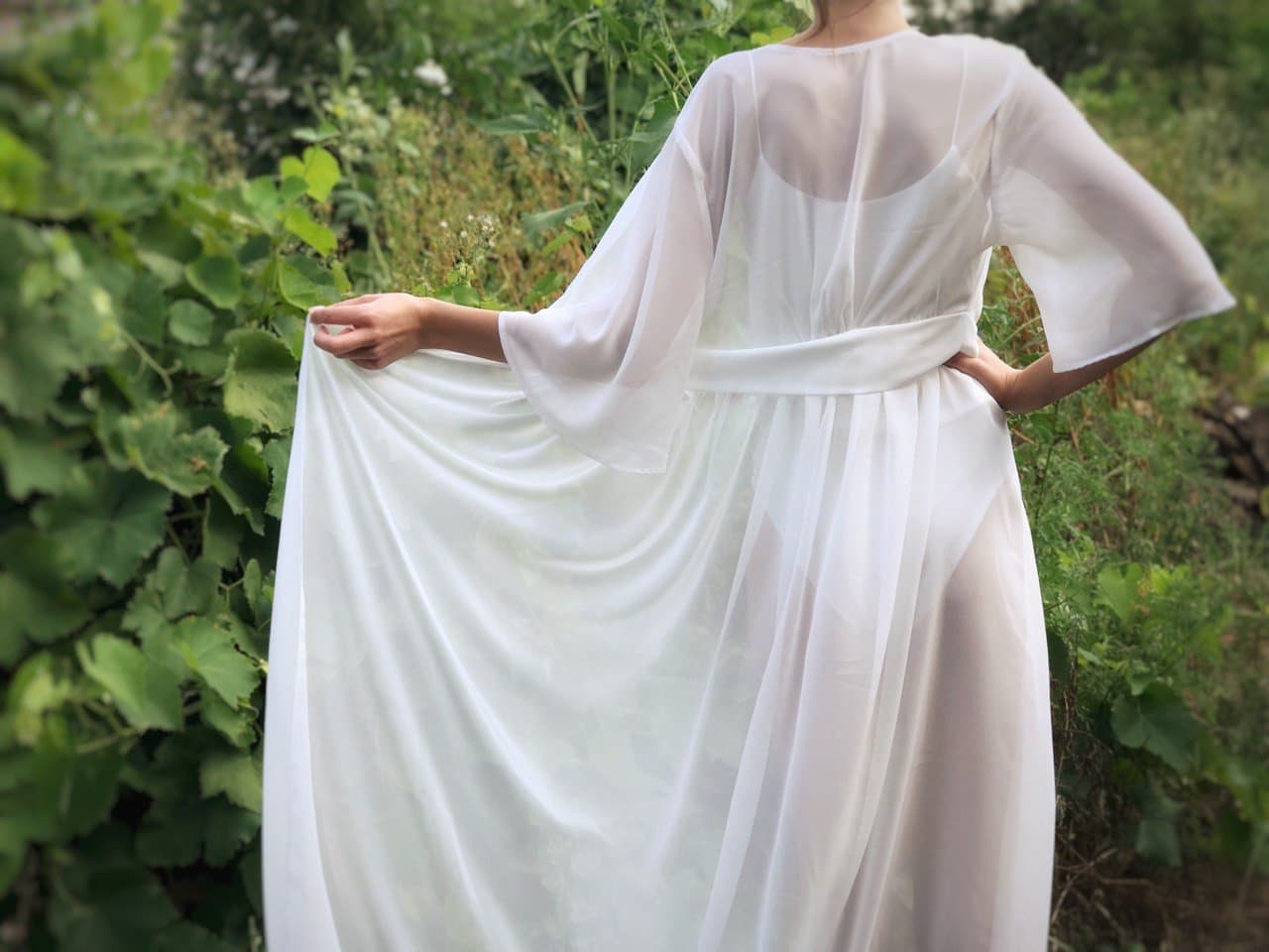 sheer white dress robe