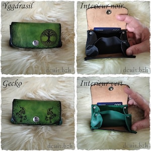 Green coin purse, pattern of your choice, green or black interior