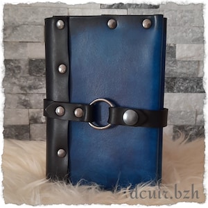 Zauberbuch des Zauberers A6, Buch des Zauberers, Hexerei, Geheimnis, Tagebuch, Kostüm, LARP, LARP, echtes Leder, hergestellt in Frankreich, Bretagne