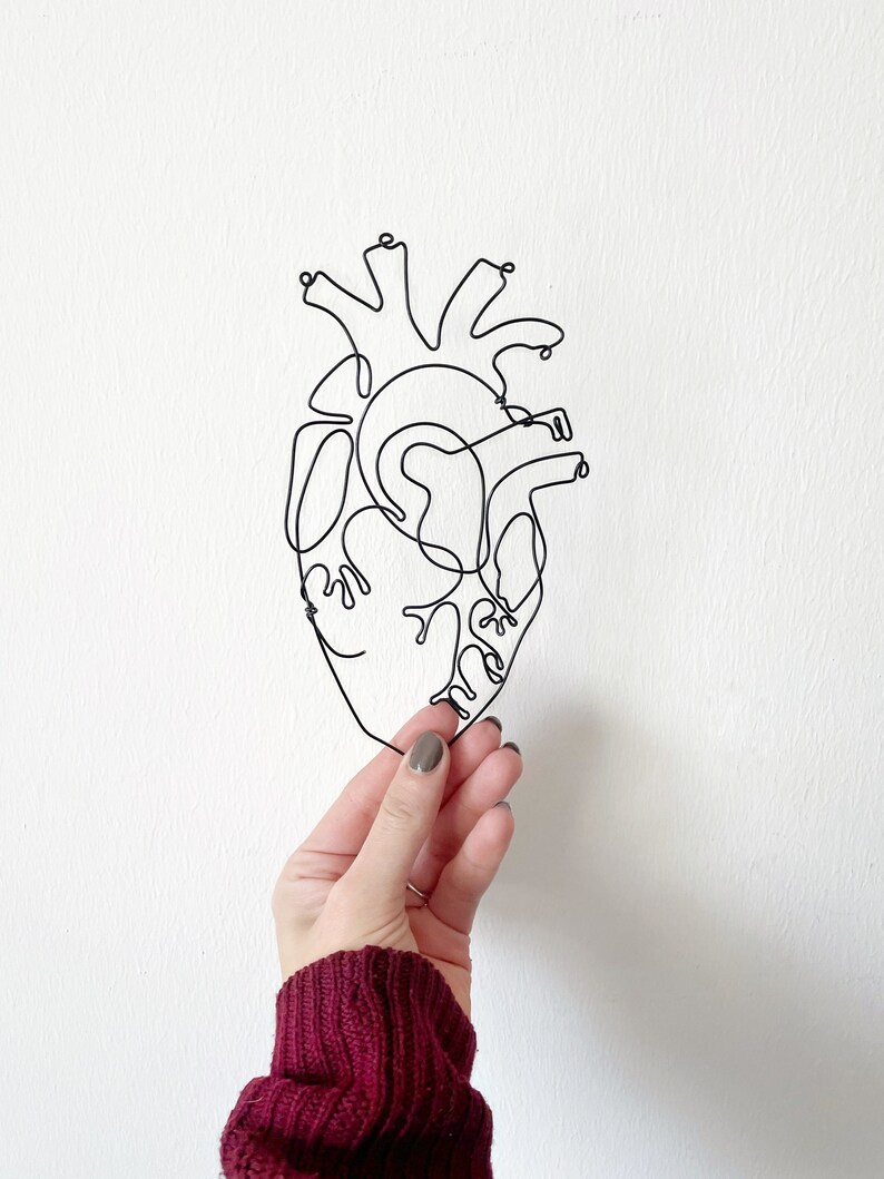 Wire Heart Sculpture Anatomy Heart Wall Art Anatomical Etsy