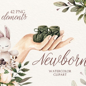 Clipart aquarela recém-nascido, gravidez, chá de bebê, clipart infantil de berçário, recém-nascido aquarela, maternidade, cartão de felicitações, aniversário