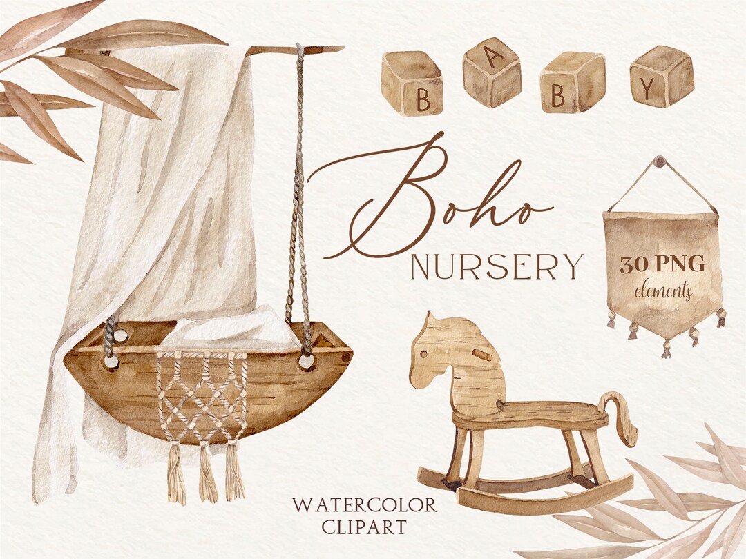 Boho Nursery Watercolor Clipart: 30 PNG Images (digital Download) - Etsy