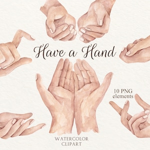 Menschen Hände Aquarell Clipart, Halten Hände, Familie Clipart, Dankeskarten Illustration
