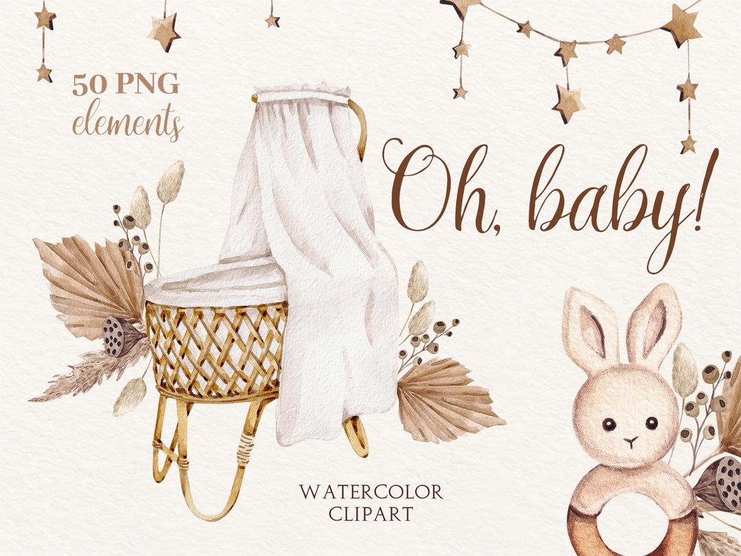 Watercolor Baby Clipart: Boho Nursery PNG Images (digital Download) - Etsy