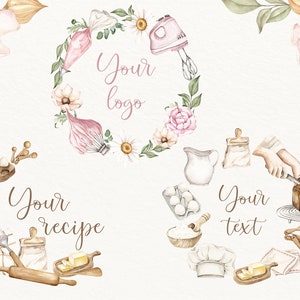 Watercolor Baking Clipart Baking Supplies Home Bakery Logo - Etsy Canada