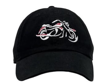 Embroidered Motorcycle Baseball Hat, Cotton Twill Cap, Adult & Children
