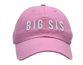 3D Puff " BIG SIS " , Light Pink , Embroidered Baseball Cap, Custom Hat and Thread Color