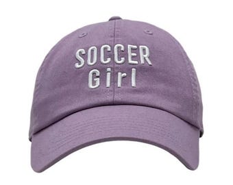 3D Puff "SOCCER GIRL"  Lilac Baseball Cap, Cotton Athletic Hat ,Custom Hat and Thread Color