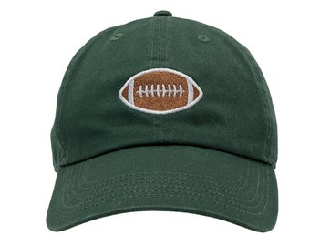 FOOTBALL , Dark Green , Adult & Child , Embroidered Baseball Cap,, 100% Cotton  Adjustable Hat, USA  Made