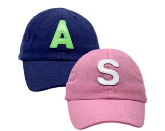 Personalized BABY  Leather Patch Baseball Hat, Baby child (1y-2y)  Initial Cap