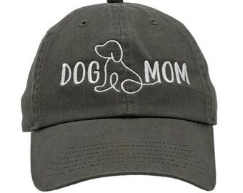 3D Puff "DOG MOM" Embroidered Baseball Cap, Cotton Adjustable Hat