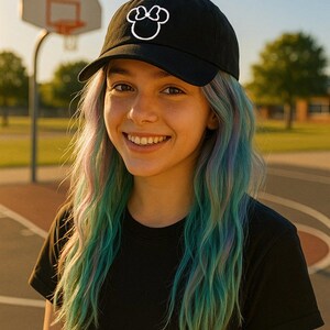 3D Puff " MOUSE " Embroidery Hat, Cotton Baseball Cap, Adjustable Strap image 6