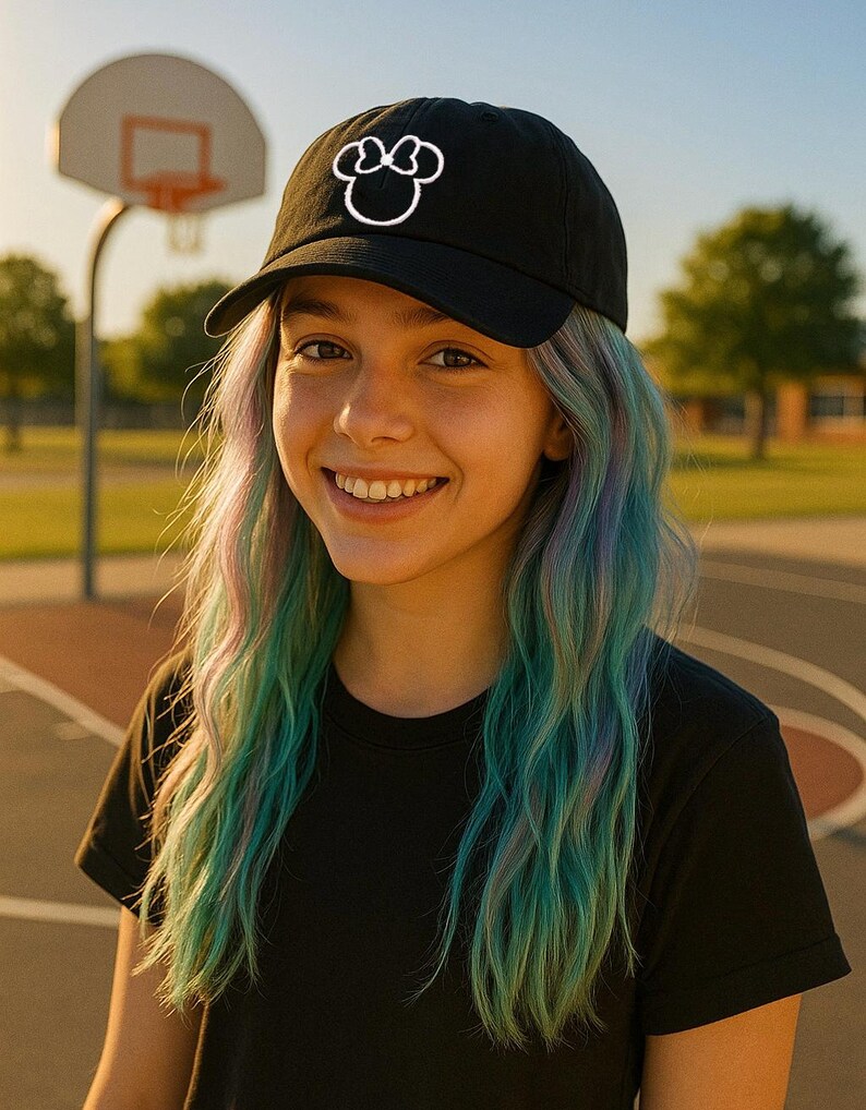 3D Puff " MOUSE " Embroidery Hat, Cotton Baseball Cap, Adjustable Strap image 6