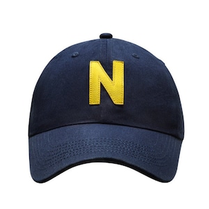 Custom LEATHER Patch Baseball Cap, Initial Letter Hat, Cotton Adjustable Backstrap