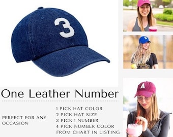 Custom LEATHER Patch , Personalized Letter/ Number Cotton Hat  ,Adult&Children, Wide Range of Colors