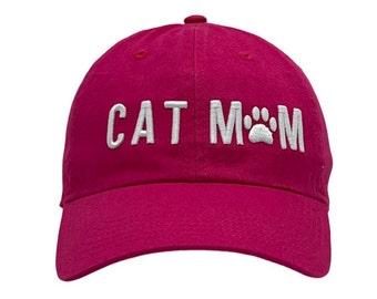 Embroidered Cat Mom Hat, 3D Puff Baseball Cap, Custom Adult Size