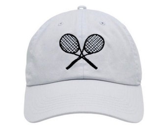 Embroidered Tennis Rackets Hat, Cotton Baseball Cap