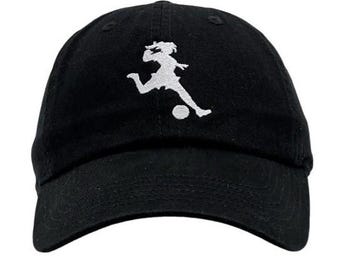 Embroidered Soccer Player Girl Baseball Cap, Custom Cotton Hat