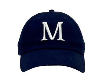 3D Puff Letter M Hat, Vintage Monogrammed Initial Cap, Custom Cotton Blend