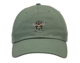 Embroidered BEE Baseball Cap, Cotton Twill, Adjustable , USA Made