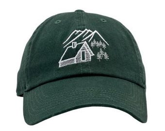 Embroidered Cabin Camping Hat, Custom Campers Baseball Cap
