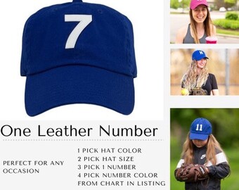 Custom LEATHER Patch,Personalized Number/Letter  Baseball Cap, Cotton Initial Cap
