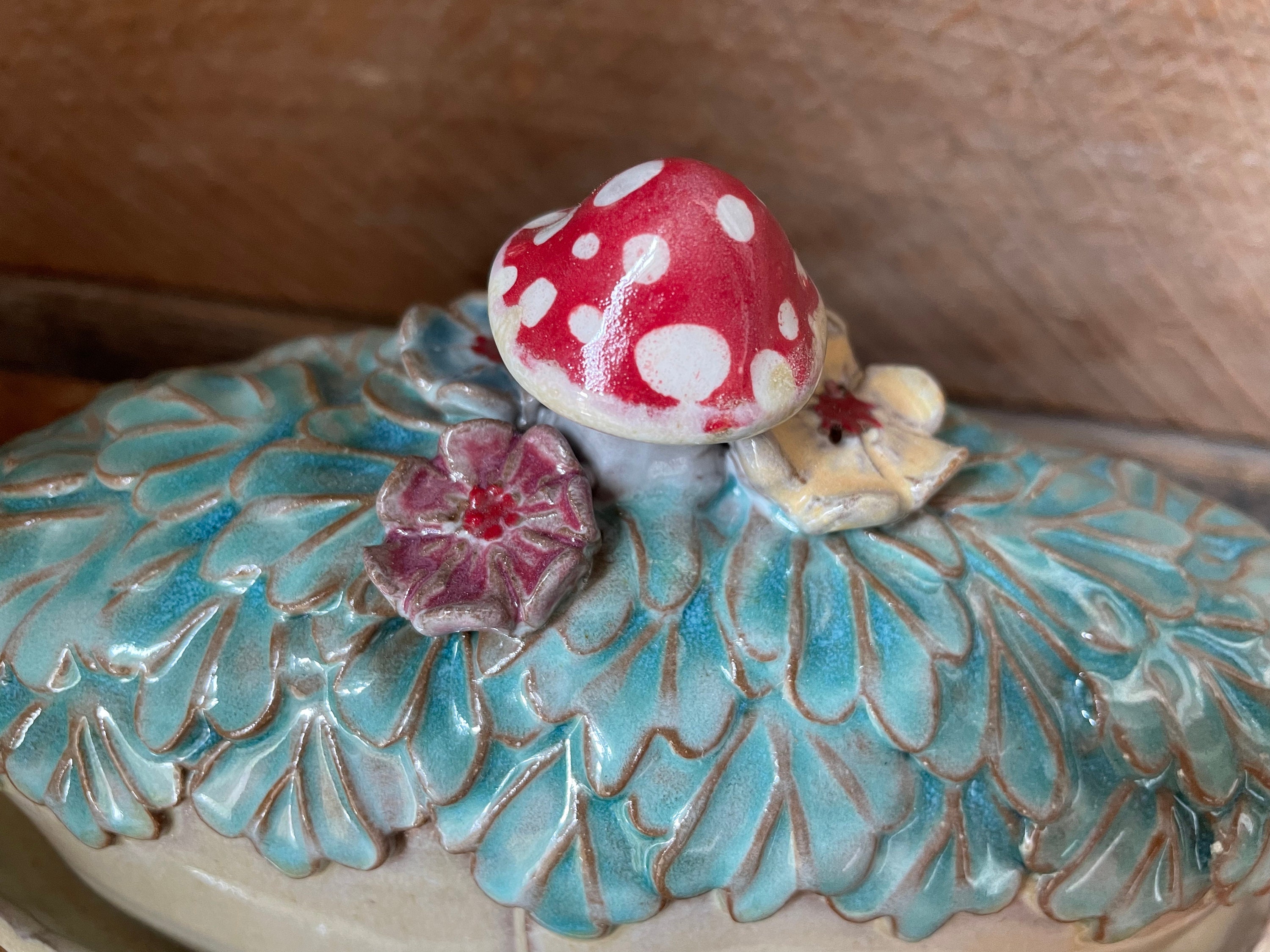 Woodland Mushroom Butter Dish Handmade Stoneware Pottery Etsy