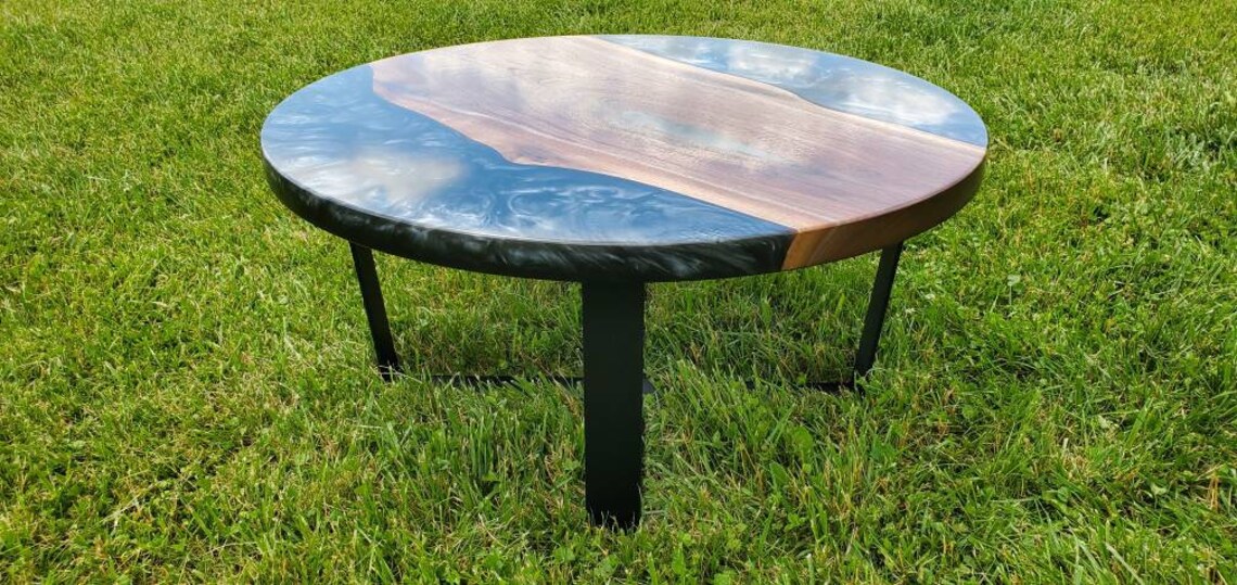 Your Custom Black Walnut and Epoxy Round Coffee Table End Etsy