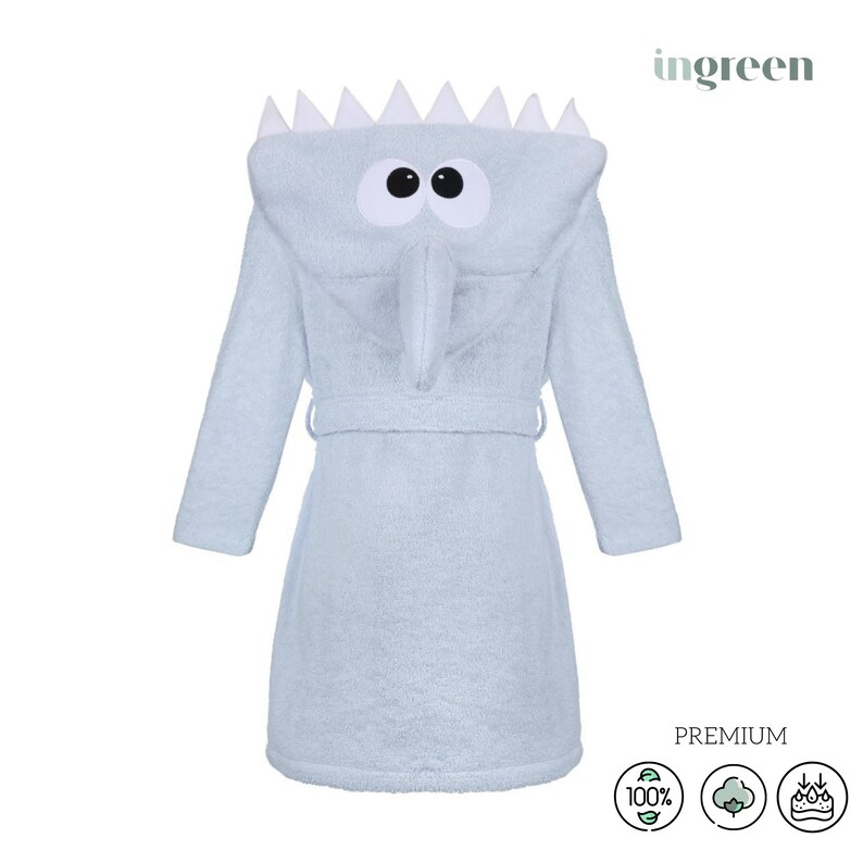 Personalized Kids Hooded Terry Bathrobe For Boys and Girls, Monogrammed Unicorn Bathrobe, Shark Bathrobe image 6