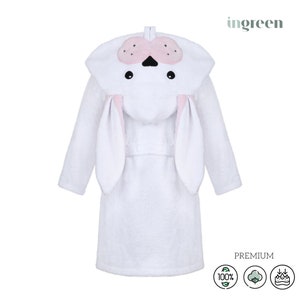 Personalisierter Kinder Frottee Bademantel mit Kapuze für Jungen und Mädchen, Monogramm einhorn Bademantel, Hai Bademantel, Kaninchen Bademantel Rabbit