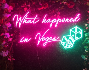 Custom led-neonbord 'What Happens In Vegas': feest- en bardecor