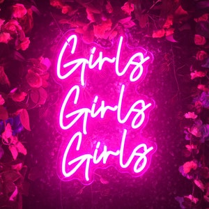 Letrero de neón para pared con texto en inglés "Girls Girls Girls", para dormitorio, oficina, hotel, pub, cafetería, sala de recreación, lámparas de neón, letrero para bar de cerveza