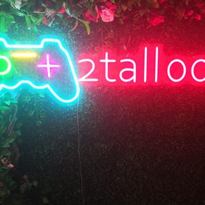 Letrero de neón para gamer, etiqueta con nombre de gamer, letrero de neón con luz LED, regalo personalizado para gamer, decoración de pared para sala de juegos de Twitch, letrero LED para controlador