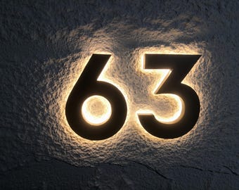 Targa con numero civico illuminato personalizzato: targa moderna con numero civico