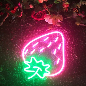 Strawberry Neon Sign: Fruit LED Light, Summer Party Decor