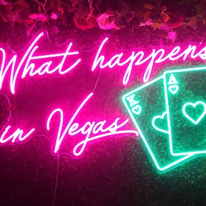 Poker Karten Neon Schild Custom Room Home Schlafzimmer Büro Dekor Kasino Bar Wandkunst Ace King Karten Neonlicht, was in Las Vegas passiert Schild