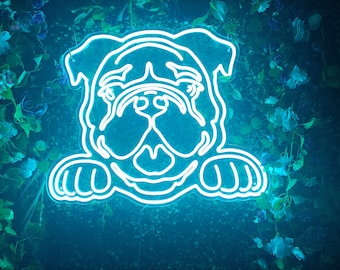 Neonreclame hondenportret op maat: led-kunst voor huisdieren, woondecoratie
