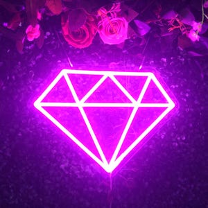 Insegna al neon a forma di diamante, insegna luminosa a forma di diamante, insegna al neon a LED per matrimonio a forma di diamante, decorazione da parete regalo per lei, insegna del negozio, insegna di benvenuto per matrimonio