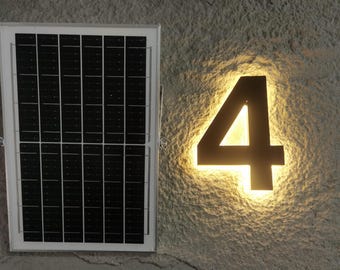 Aangepaste led-huisnummers op zonne-energie - waterdichte oplichtende adresplaat