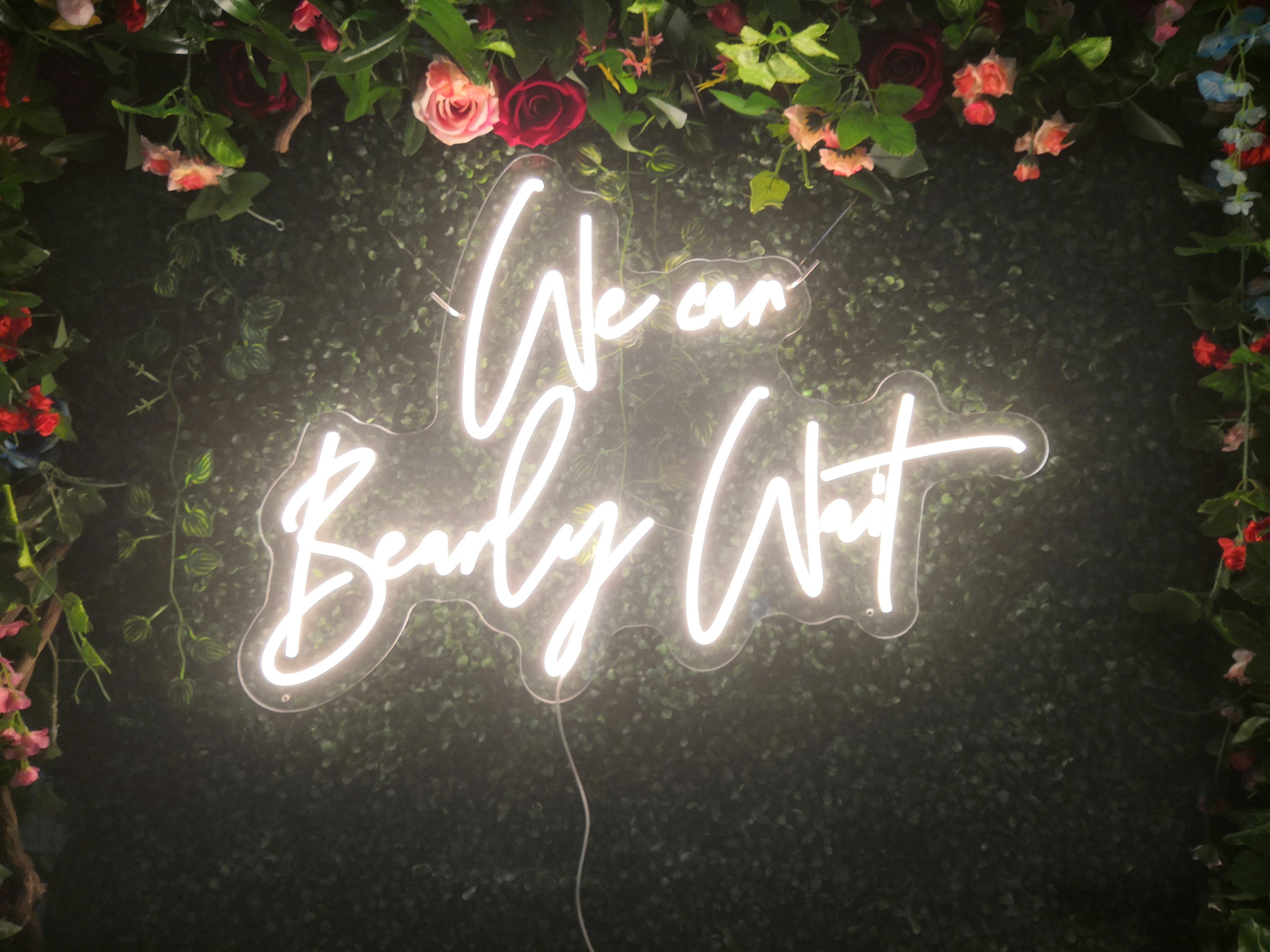 We Can Bearly Wait LED Neon Sign - 15.7x8.7 Inch Baby Shower Or Nursery Wall Decor (Warm White)