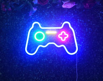 Neonreclame gamecontroller voor muurdecoratie gameroom, verjaardagscadeaus gamer, USB/stekker