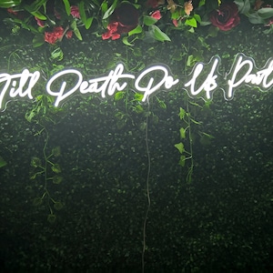 Insegna al neon "Finché morte non ci separi", insegna personalizzata per fondale di matrimonio, insegna luminosa al neon flessibile a LED, insegna personalizzata per festa di matrimonio, decorazione da parete per la casa