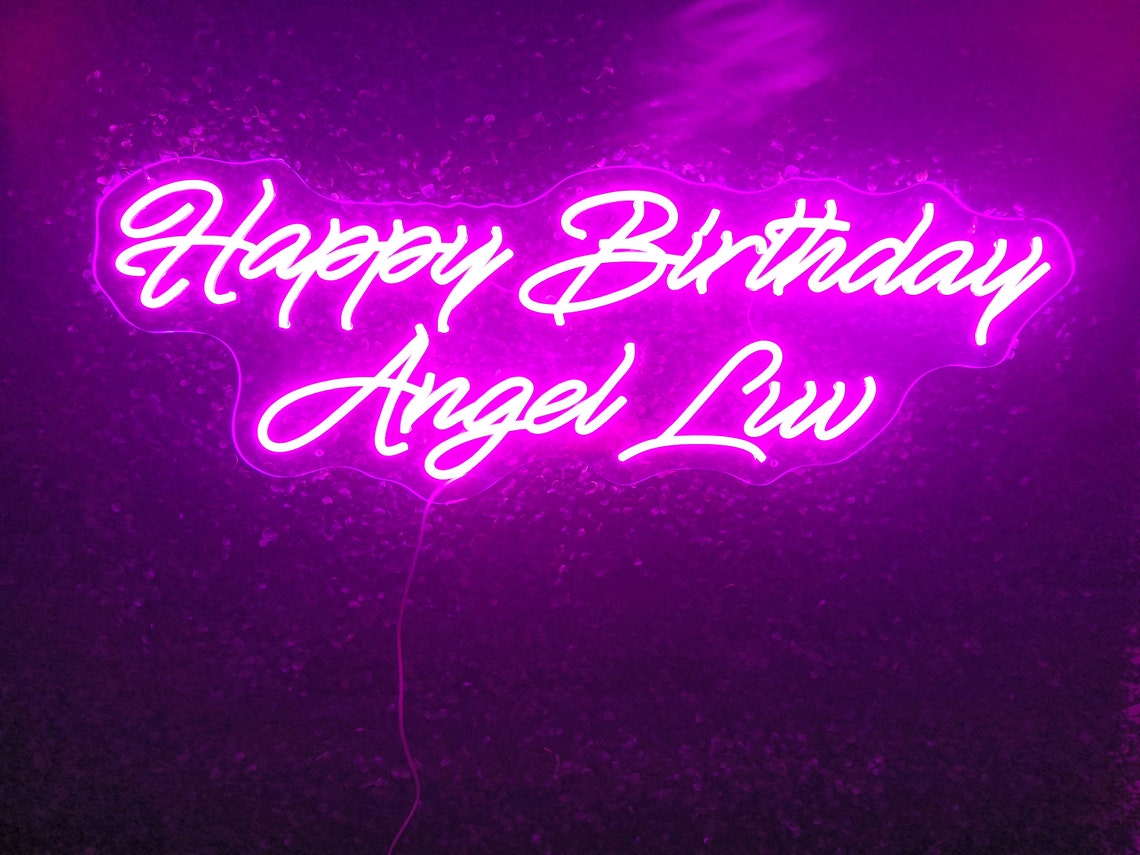 Happy Birthday Angel Love Neon Sign Neon Light for Wall Decor - Etsy