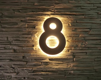 Modern led-verlicht huisnummerbord: metaal acryl, adresplaat buiten