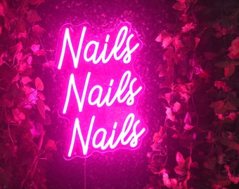 Nails Nails Nails Neon Sign, Custom LED Neon Sign, Handmade Neon Sign Nails Wall Decor, Nails Salon Neon Sign,Beauty Salon Sign Nails Studio